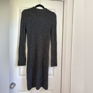 BCBGMaxAzria Charcoal Gray Ribbed Long Sleeve Knit Dress